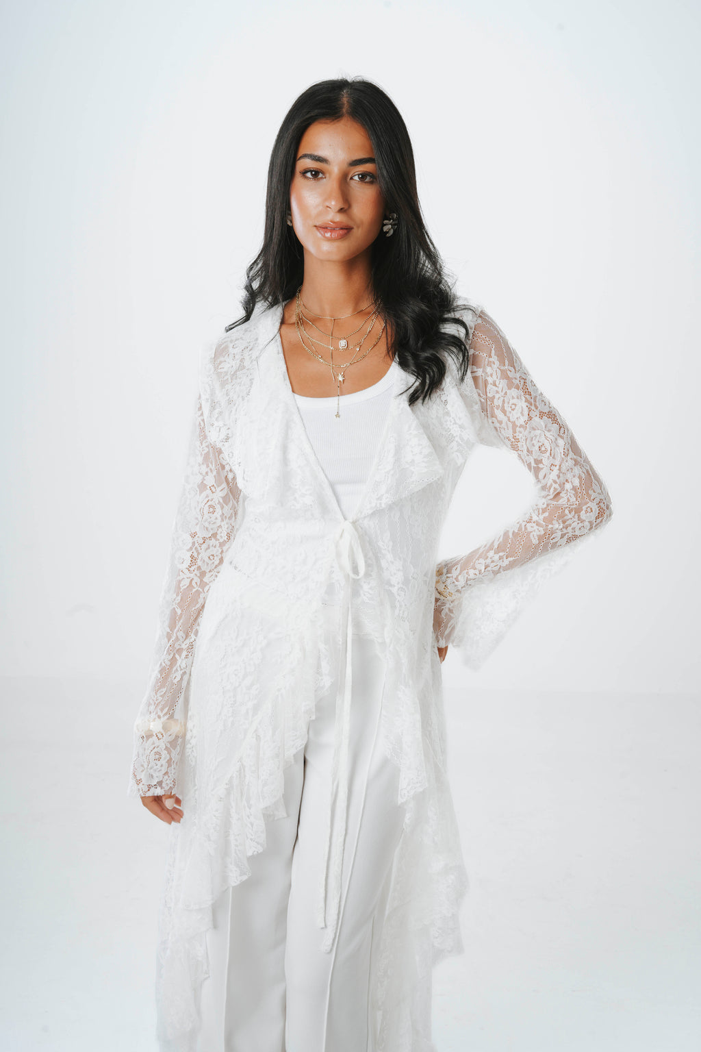 Fosoul Ruffle Lace Cardigan